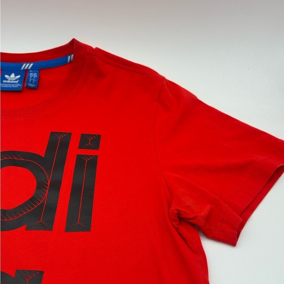 Adidas Reverse Front T-shirt Logo Wrap Red Mens Large 20Wx27L - Picture 3 of 6